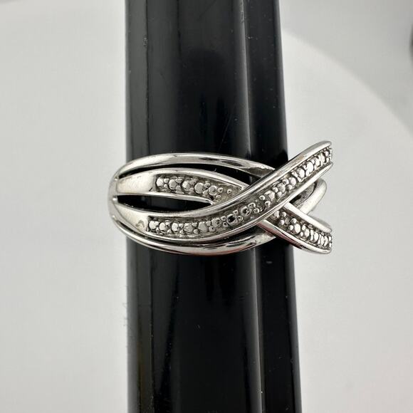 Beautiful Braided Strands Ring with Diamond Accent Size 7 - Picture 12 of 16